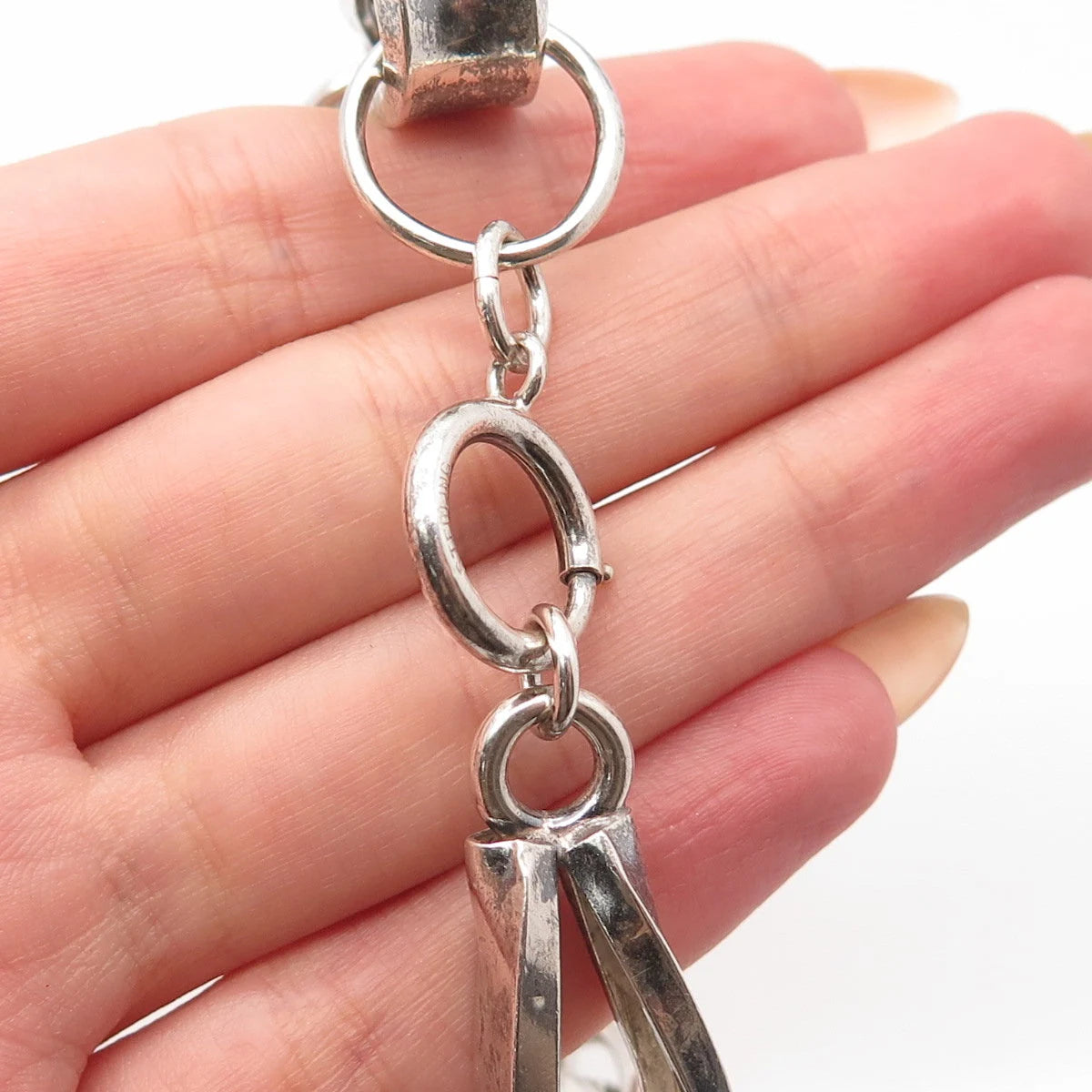925 Sterling Silver Vintage Napier Heavy Fancy Link Bracelet 7.5"