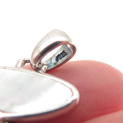 925 Sterling Silver Vintage Real Lapis & MOP Modernist Charm Pendant