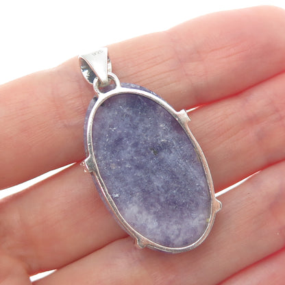 925 Sterling Silver Vintage Real Lepidolite & Peridot Evil's Eye Charm Pendant