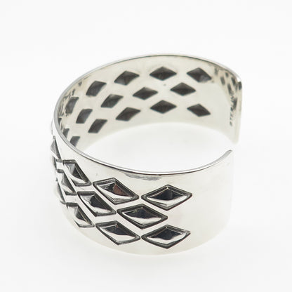 925 Sterling Silver Vintage Diamond-Shape Oxidized Adjustable Bracelet 7.25"