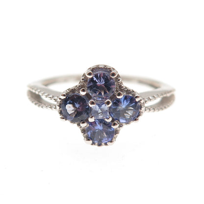 Chuck Clemency 925 Sterling Silver Real Tanzanite Floral Ring Size 7