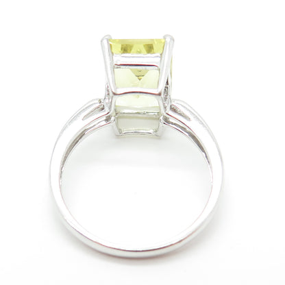 KN Kajal Naina 925 Sterling Silver Real Emerald-Cut Citrine Ring Size 11