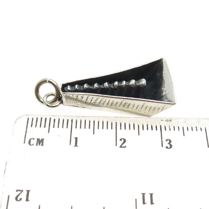 925 Sterling Silver Vintage Modernist Oxidized Pendant