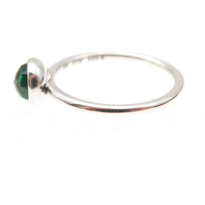 Pandora 925 Sterling Silver Green Crystal August Birthday Blooms Ring Size 6