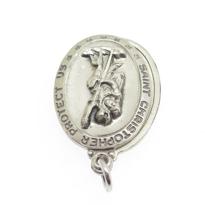 THEDA Sterling Silver Vintage St. Mary Miraculous Slide Medal Religious Pendant