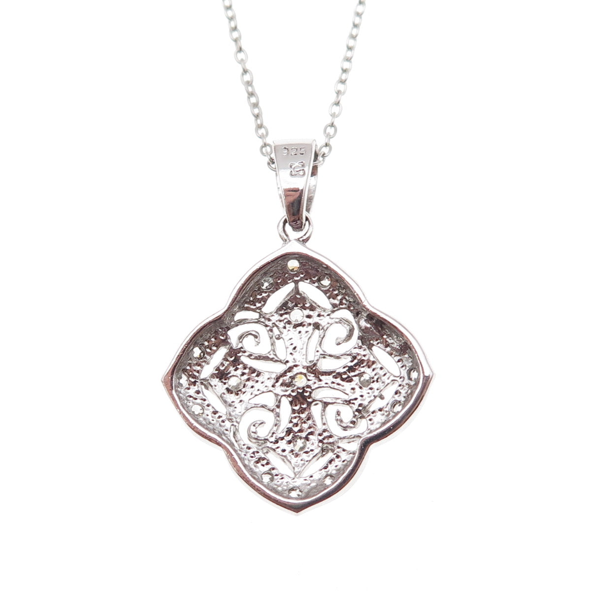 925 Sterling Silver Round-Cut C Z Cross Cable Chain Necklace 18"