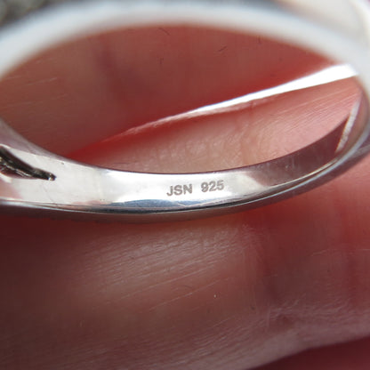 925 Sterling Silver Princess & Round-Cut C Z Engagement Ring Size 6.75