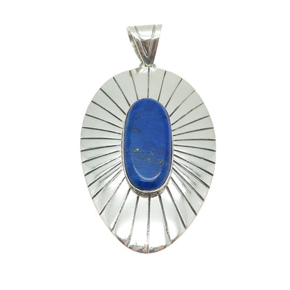 RAGUL CANO 925 Sterling Silver Vintage Mexico Real Lapis Lazuli Tribal Pendant