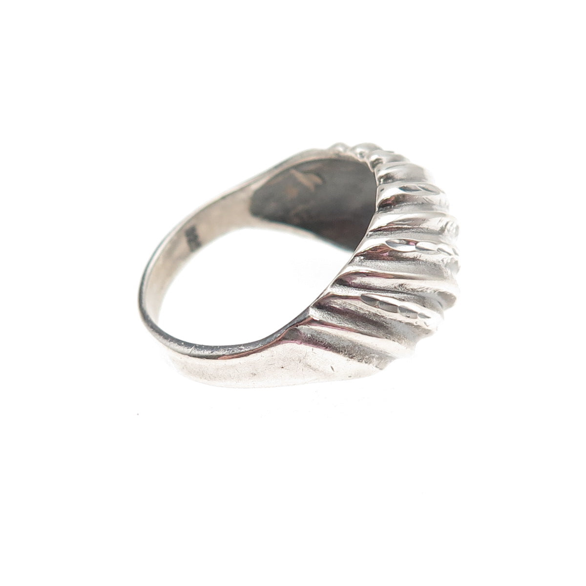 925 Sterling Silver Vintage Modernist Ribbed Dome Ring Size 6.75