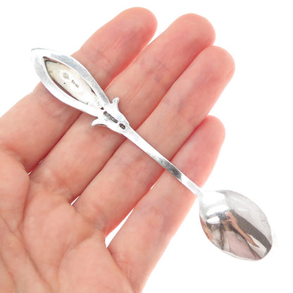 925 Sterling Silver Antique Art Deco Enamel Queen of Vancouver Coffee Spoon