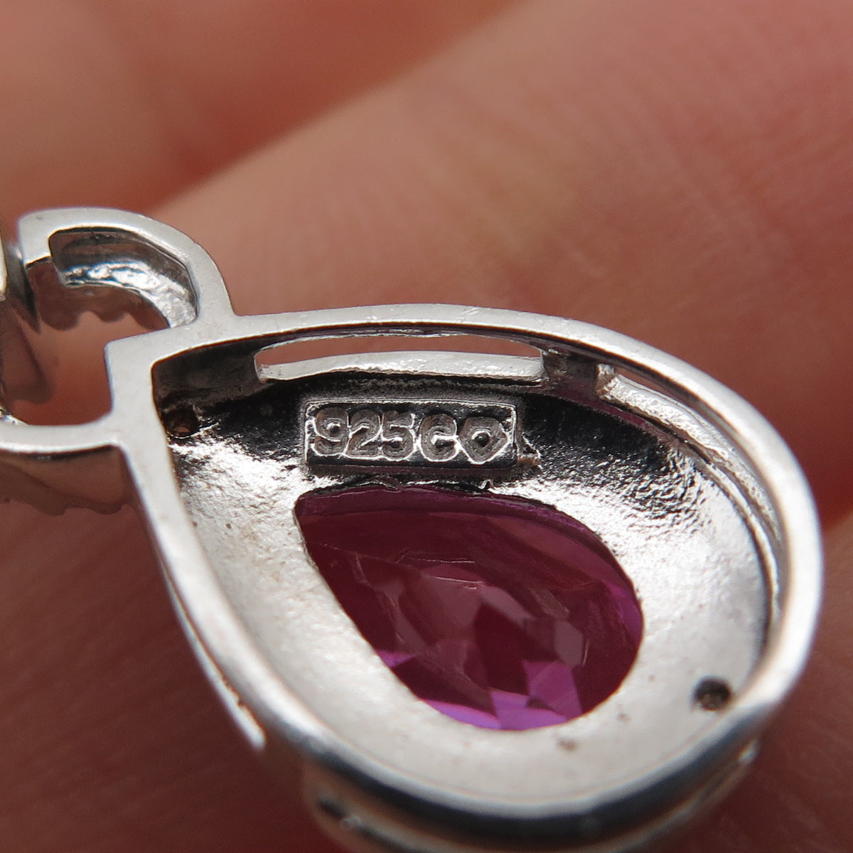 925 Sterling Silver Real Diamond Accent & Pink Topaz Twisted Slide Pendant