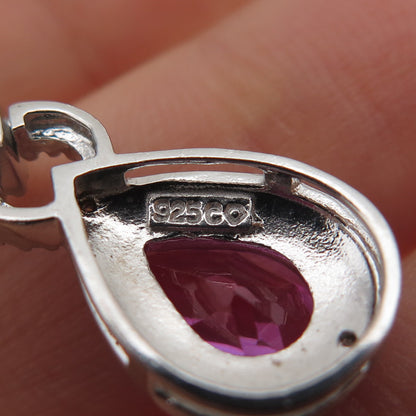 925 Sterling Silver Real Diamond Accent & Pink Topaz Twisted Slide Pendant