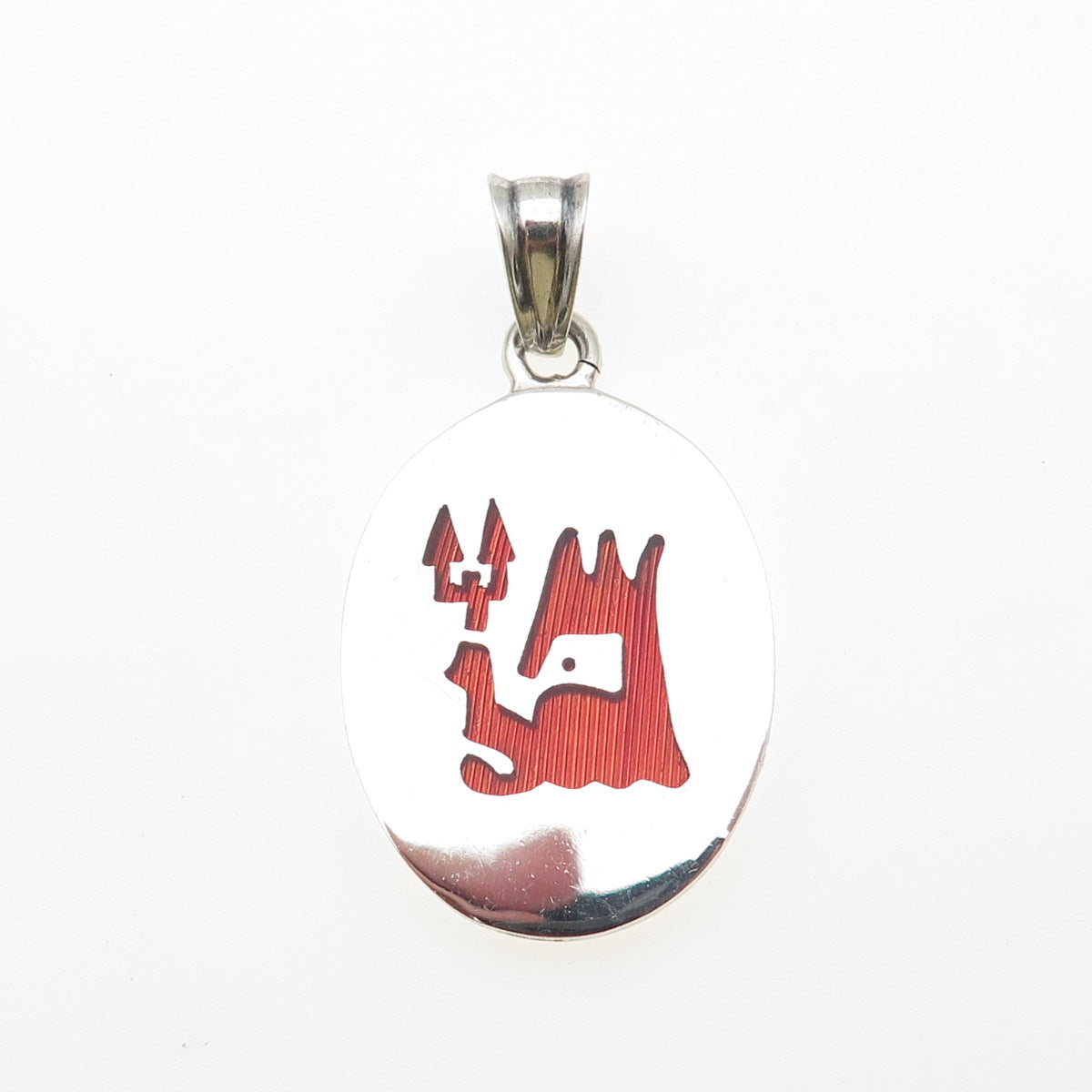 925 Sterling Silver Vintage Mexico Enamel Poseidon Charm Pendant