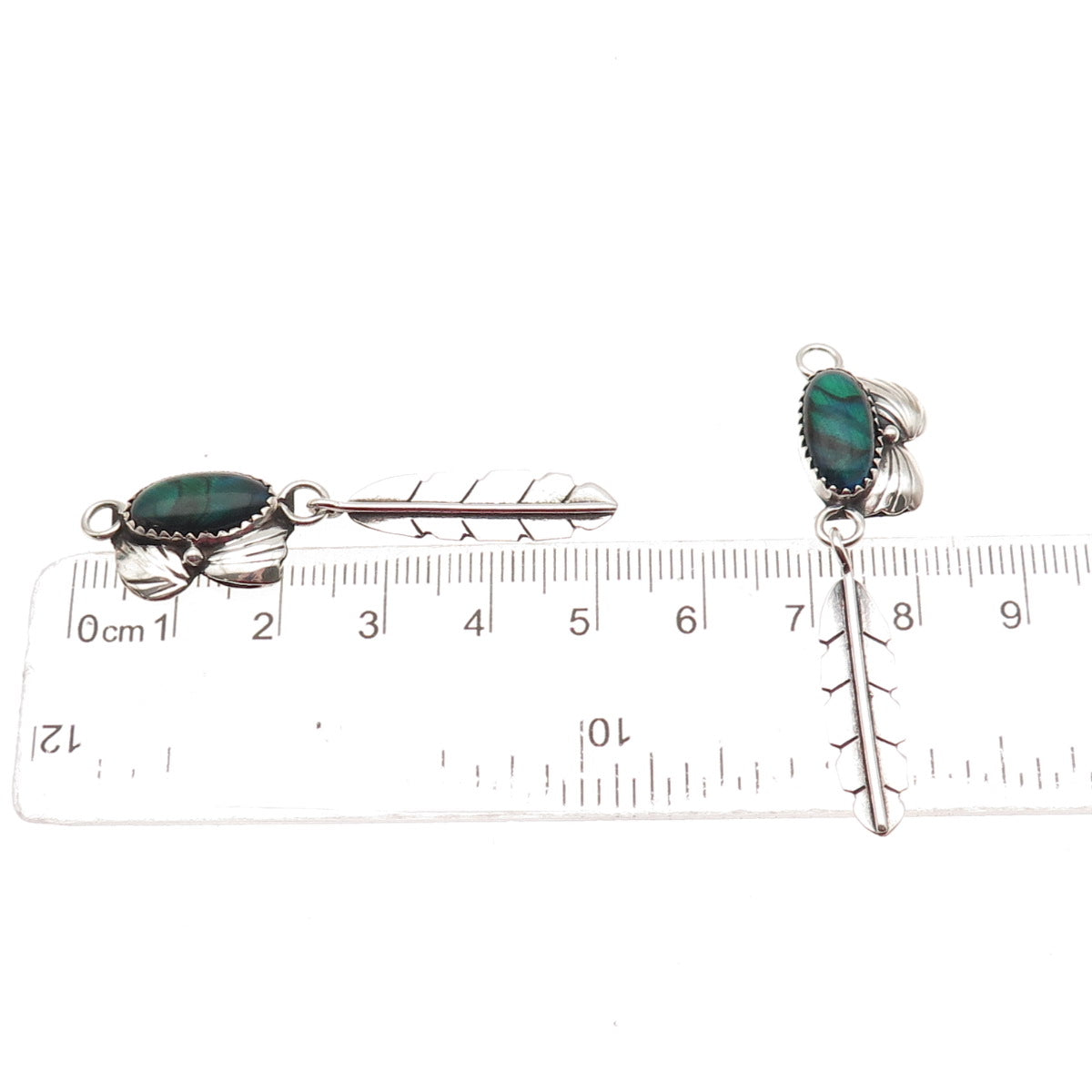 Ben Livingston Navajo Old Pawn Sterling Abalone Shell Feather Jacket Earrings
