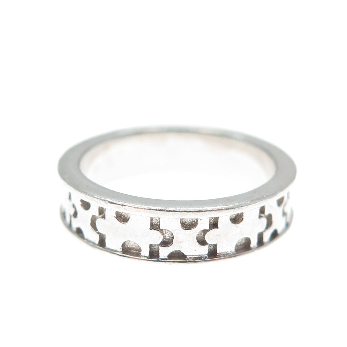 925 Sterling Silver Vintage Puzzle Band Ring Size 6.5