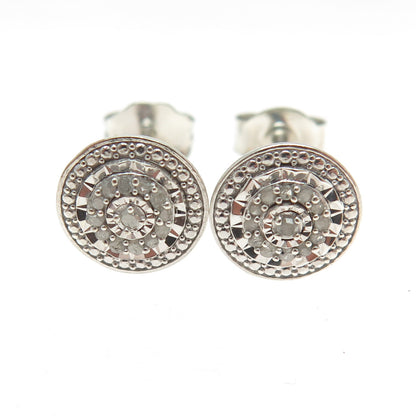 925 Sterling Silver Real Round-Cut Diamond Stud Earrings