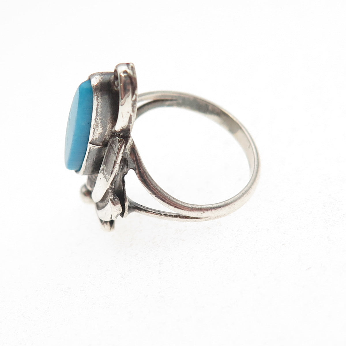 Old Pawn 925 Sterling Silver Vintage Southwestern Turquoise Ring Size 2.5