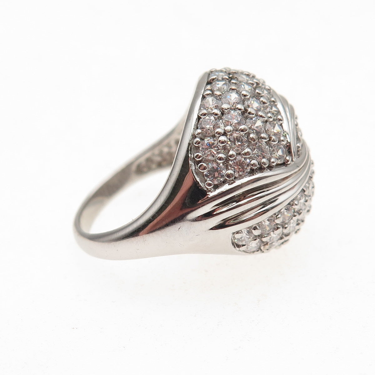 925 Sterling Silver Round-Cut C Z Yin Yang Ring Size 7.25
