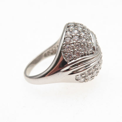 925 Sterling Silver Round-Cut C Z Yin Yang Ring Size 7.25