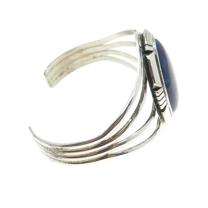 WYDELL BILLIE Old Pawn 925 Sterling Silver Vintage Lapis Adjustable Bracelet 7"