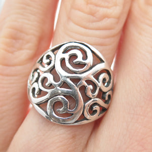 925 Sterling Silver Vintage Swirl Oxidized Ring Size 6