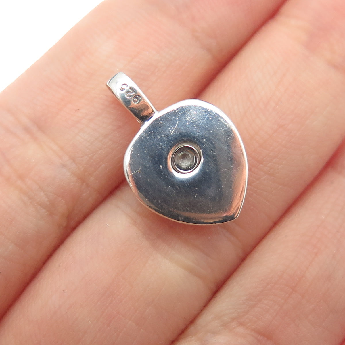 925 Sterling Silver Vintage Modernist Heart Minimalist Charm Pendant