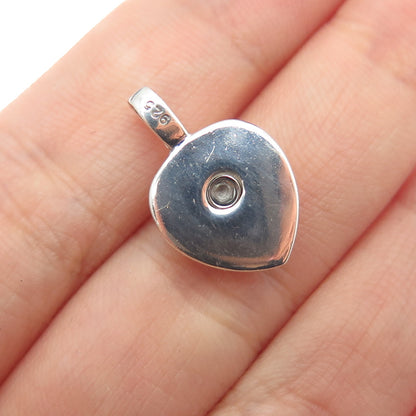 925 Sterling Silver Vintage Modernist Heart Minimalist Charm Pendant
