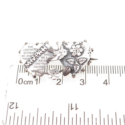 Hepburn & Wilcox Sterling Silver Antique 1944 Birmingham Mizpah Heart Pin Brooch