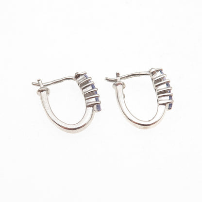 Chuck Clemency 925 Sterling Silver Real Round-Cut Iolite Earrings