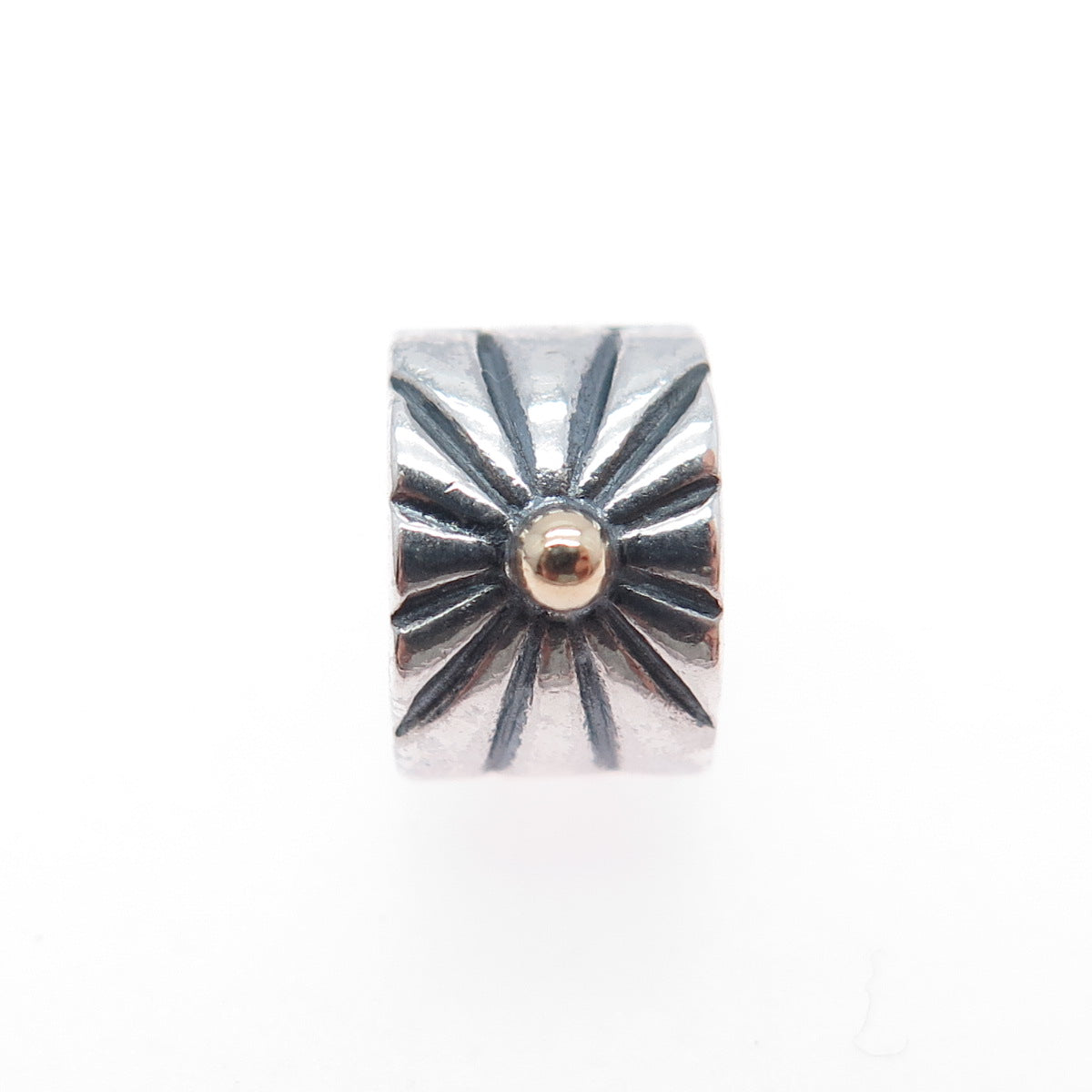 PANDORA 925 Sterling Silver & Gold Sunburst Clip Charm