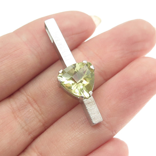 925 Sterling Silver Vintage Real Lemon Citrine Bar Pendant