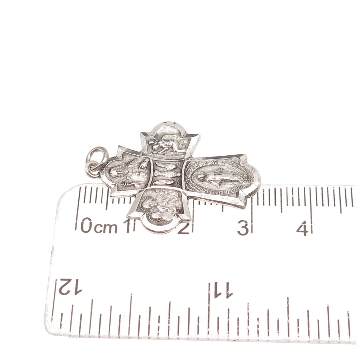 925 Sterling Silver Antique Art Deco 4-Way Cross Religious Charm Pendant