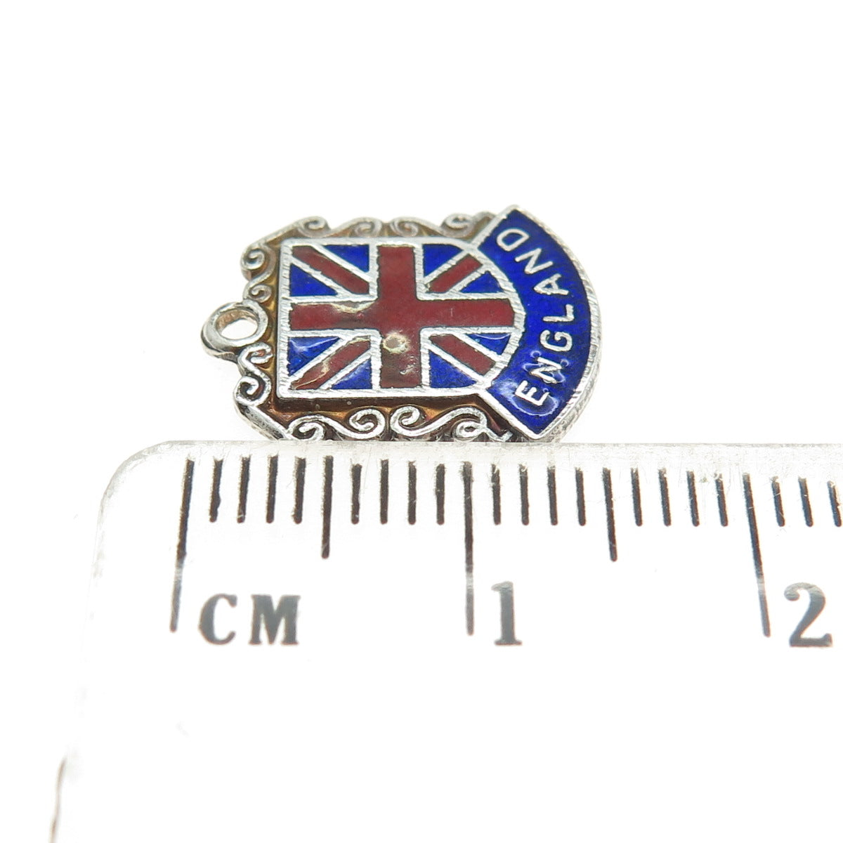 925 Sterling Silver Vintage 1973 Enamel United Kingdom Flag Minimalist Pendant