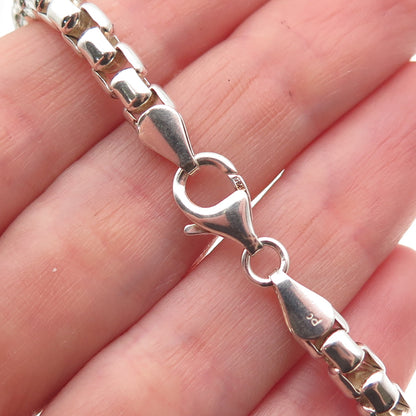 925 Sterling Silver Vintage Round Box Link Bracelet 6.75"