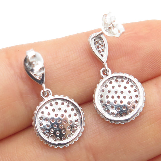 PRIZM 925 Sterling Silver Round-Cut C Z Dangle Earrings