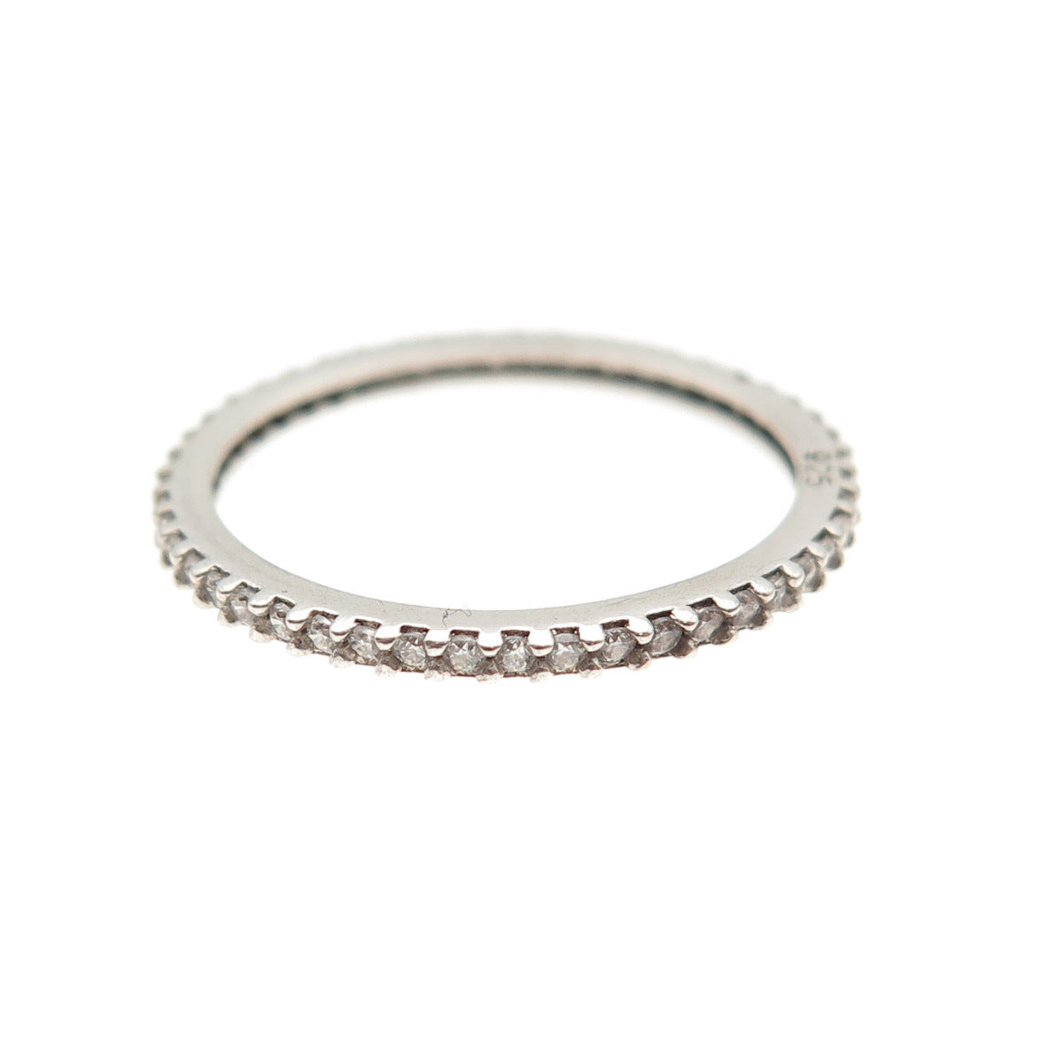 925 Sterling Silver Round-Cut C Z Eternity Stackable Band Ring Size 6.25