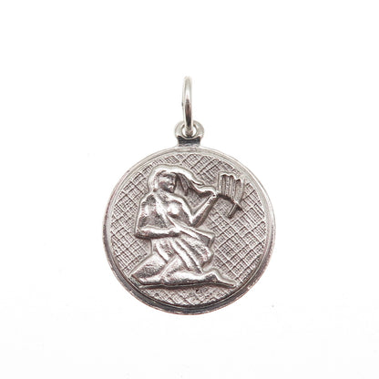 925 Sterling Silver Vintage Virgo Zodiac Sign Mini Charm Pendant