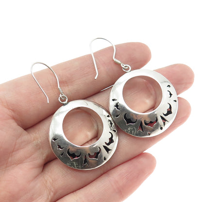 925 Sterling Silver Vintage Tribal Dangle Hook Earrings