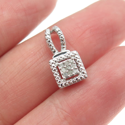 HAN 925 Sterling Silver Real Round-Cut Diamond Minimalist Pendant