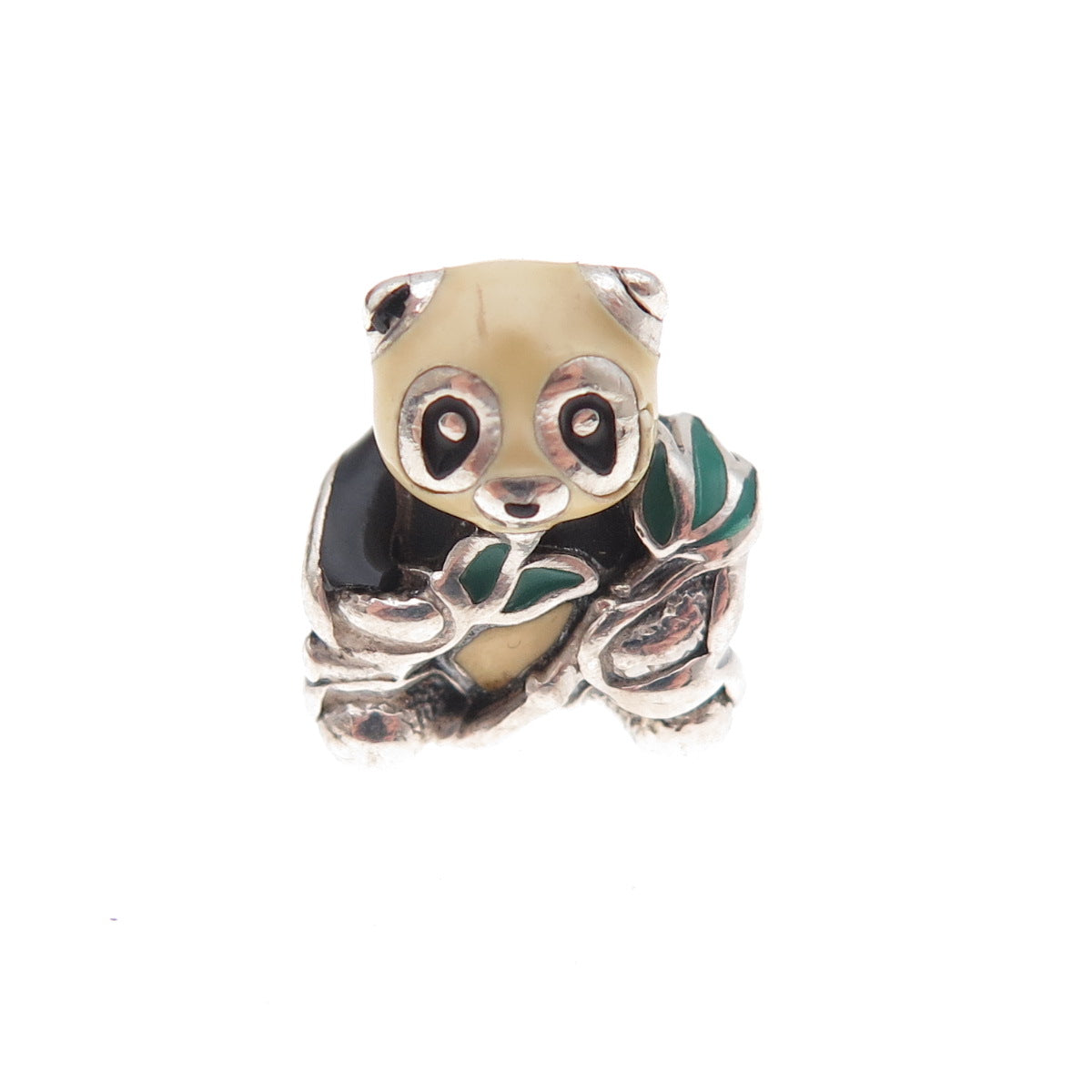 Pandora 925 Sterling Silver Enamel Sweet Panda Slide Bead Charm