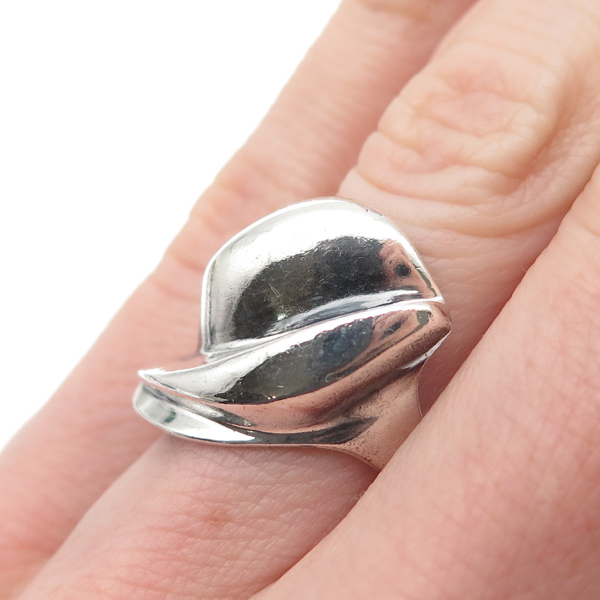 PAUL BRACKNA 925 Sterling Silver Vintage Modernist Oxidized Ring Size 5.75