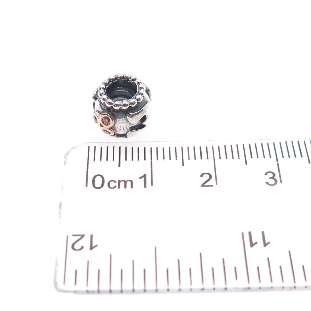 PANDORA 925 Sterling Silver & Gold Swarovski Crystal Mom Slide Bead Charm