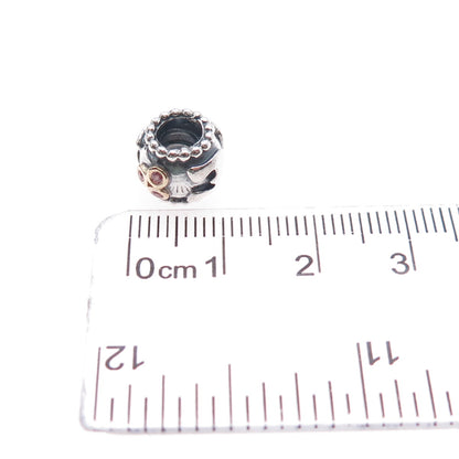 PANDORA 925 Sterling Silver & Gold Swarovski Crystal Mom Slide Bead Charm
