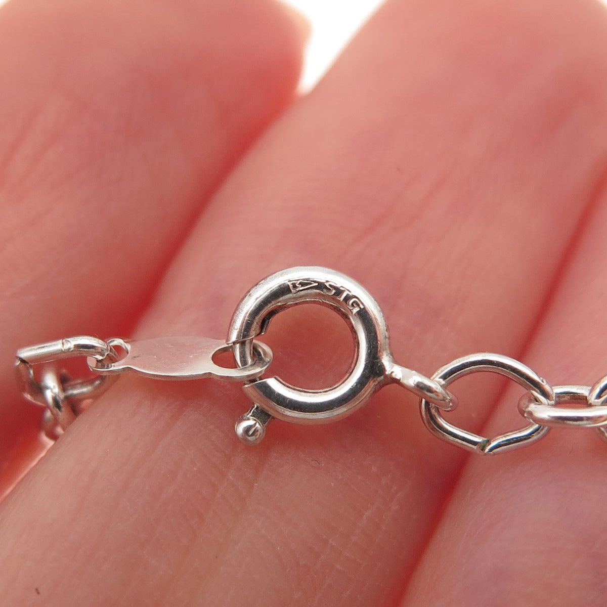 925 Sterling Silver Vintage Paperclip Figaro Chain Necklace 20"