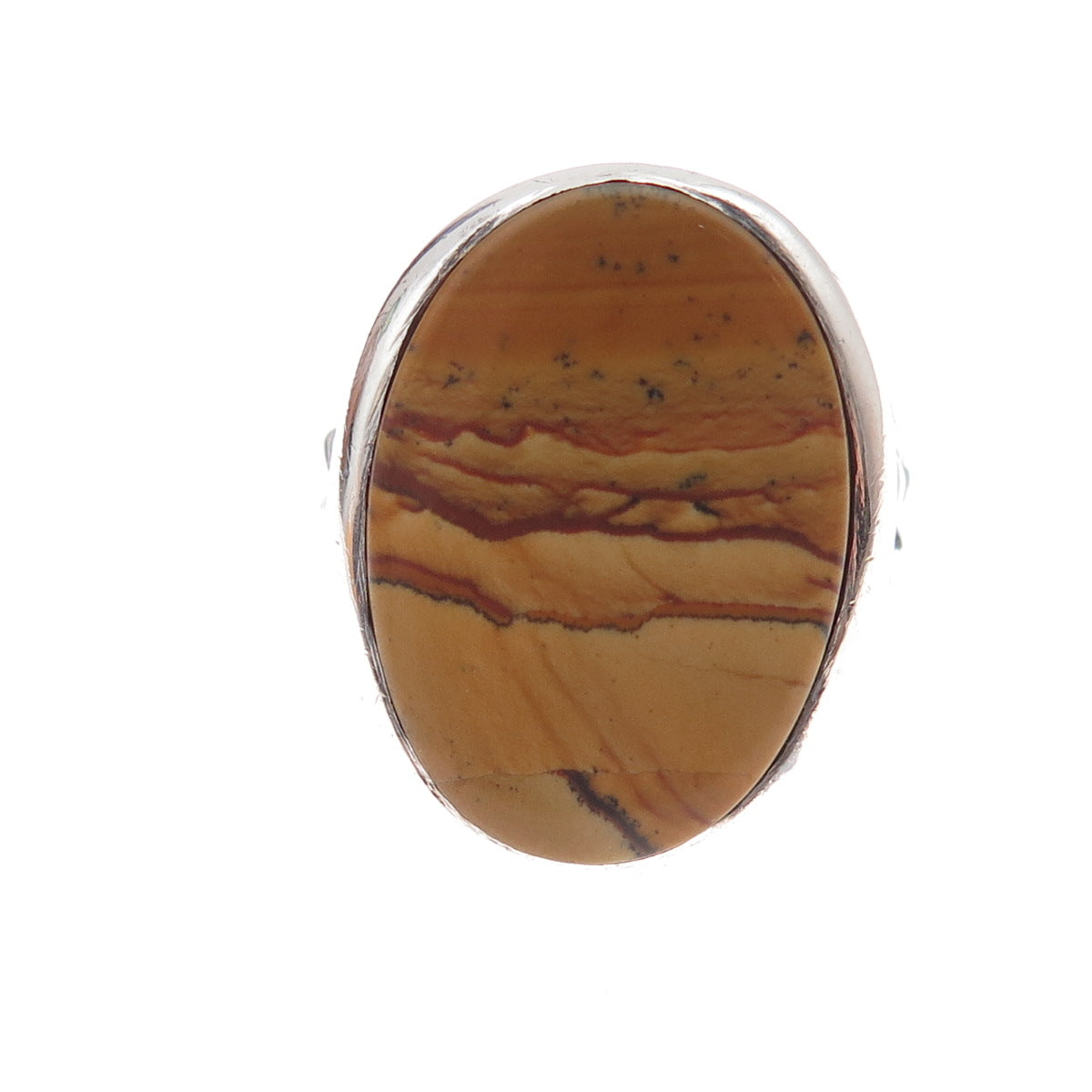 925 Sterling Silver Vintage Real Picture Jasper Oxidized Ring Size 11.5