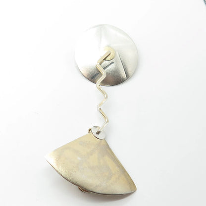 925 Sterling Silver 2-Tone Vintage Modernist Pin