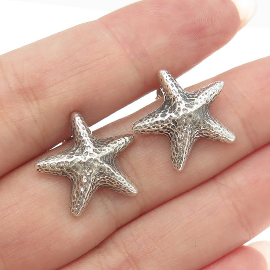 925 Sterling Silver Vintage Starfish Oxidized Earrings