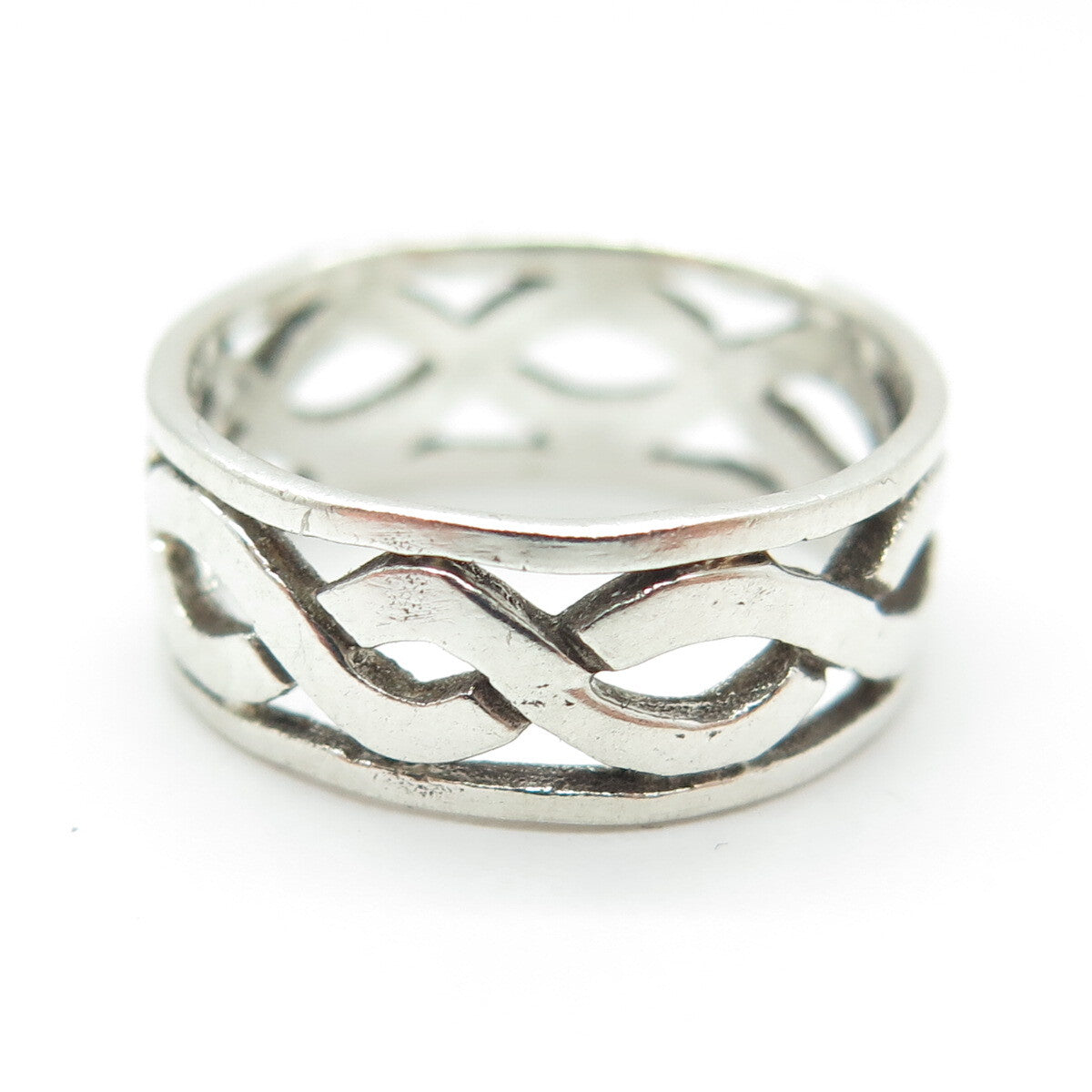 925 Sterling Silver Vintage Celtic Woven Band Ring Size 5.75