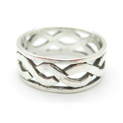 925 Sterling Silver Vintage Celtic Woven Band Ring Size 5.75
