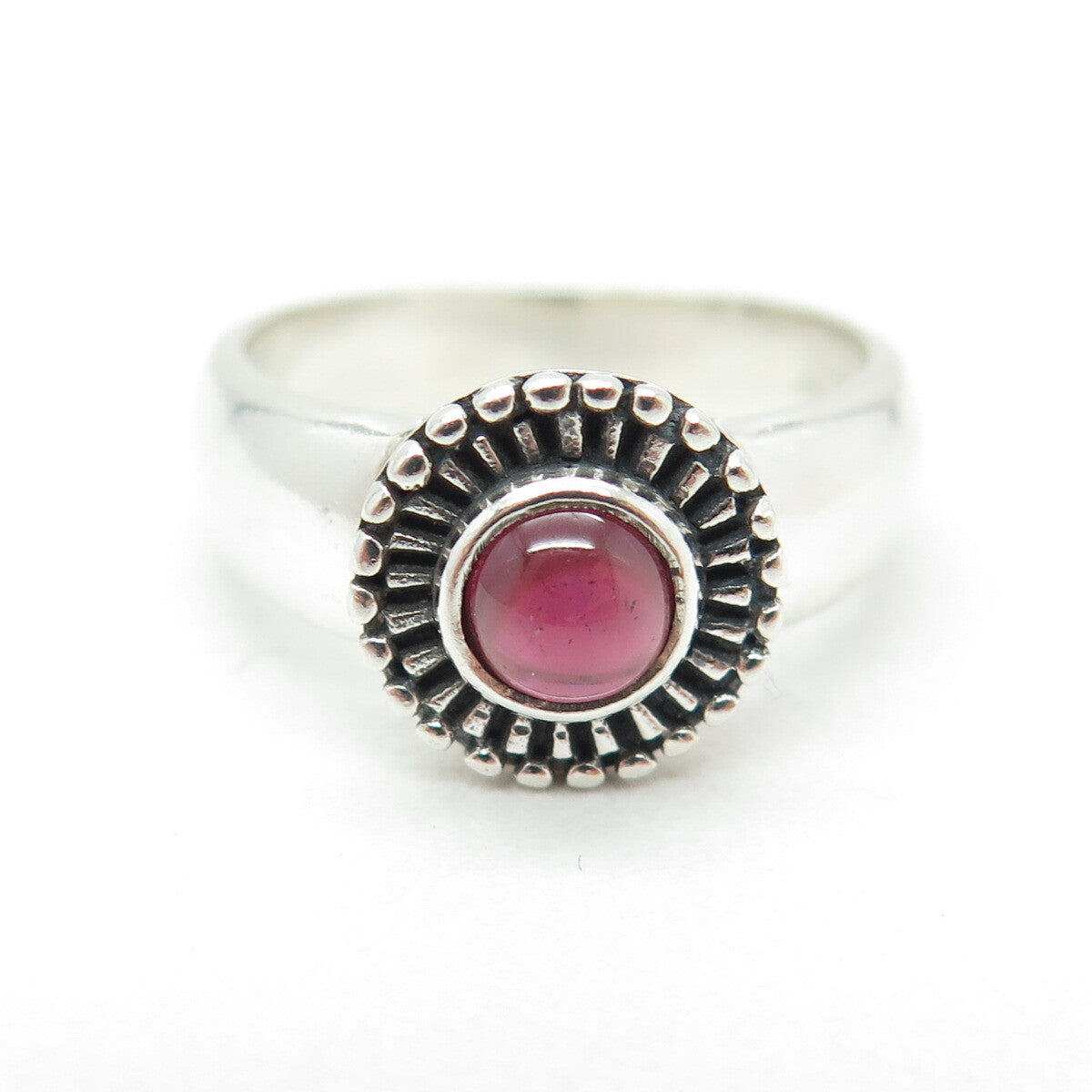 925 Sterling Silver Vintage Real Tourmaline Modernist Flower Ring Size 5.75